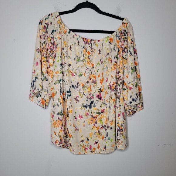 Izzy and Lola size Medium off shoulder boho water color splatter wide sleeve - Picture 5 of 10